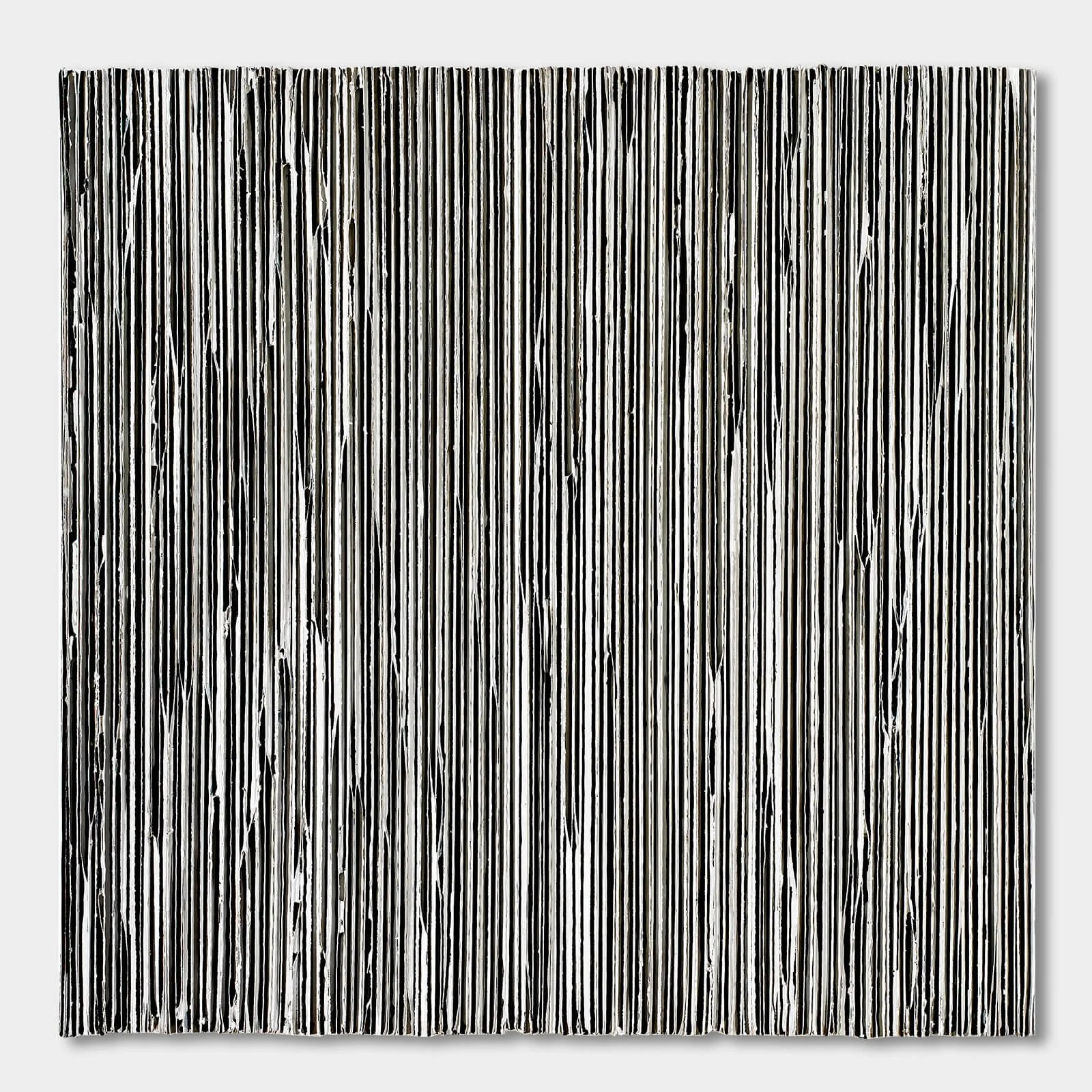  KINETIC BLACK ON WHITE 50 x 50 cm — 2022 — Privatbesitz Acryl auf geschnittene Kartonlängsschnitte 