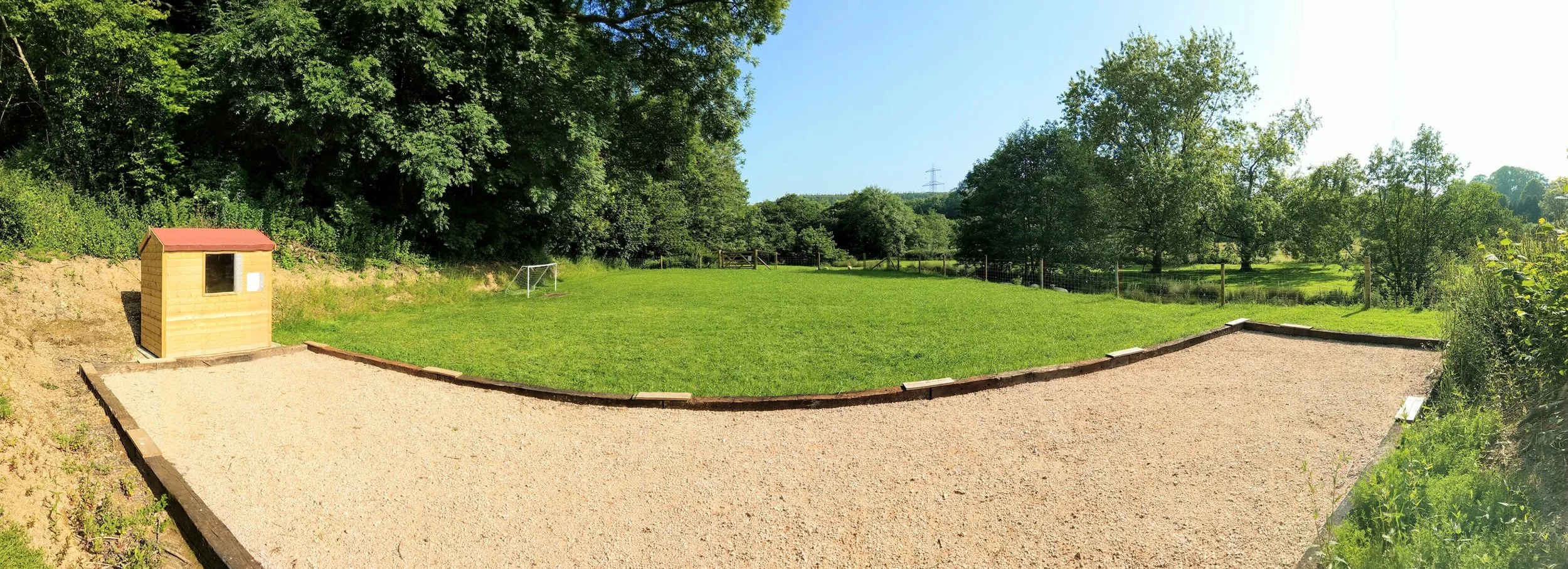 (Boules court not actually curved in real life!)