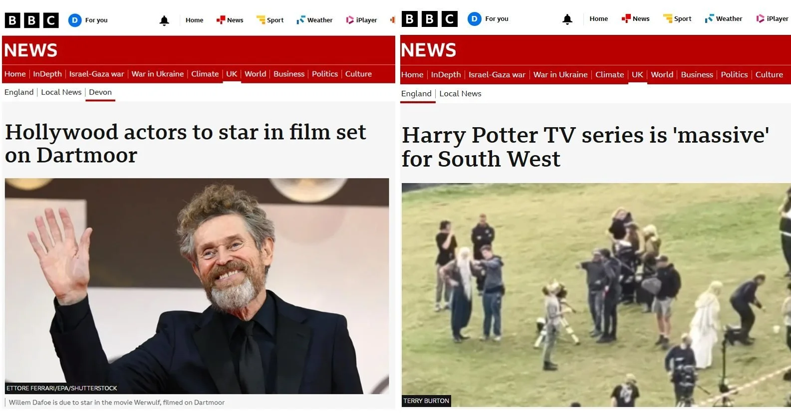 There are currently two big Hollywood productions either currently or soon-to-be filming nearby to us on Dartmoor. The new HBO Harry Potter TV show is making use of the quaint village of Lustleigh, while Robert Eggers new movie, Werwulf, starring Wil