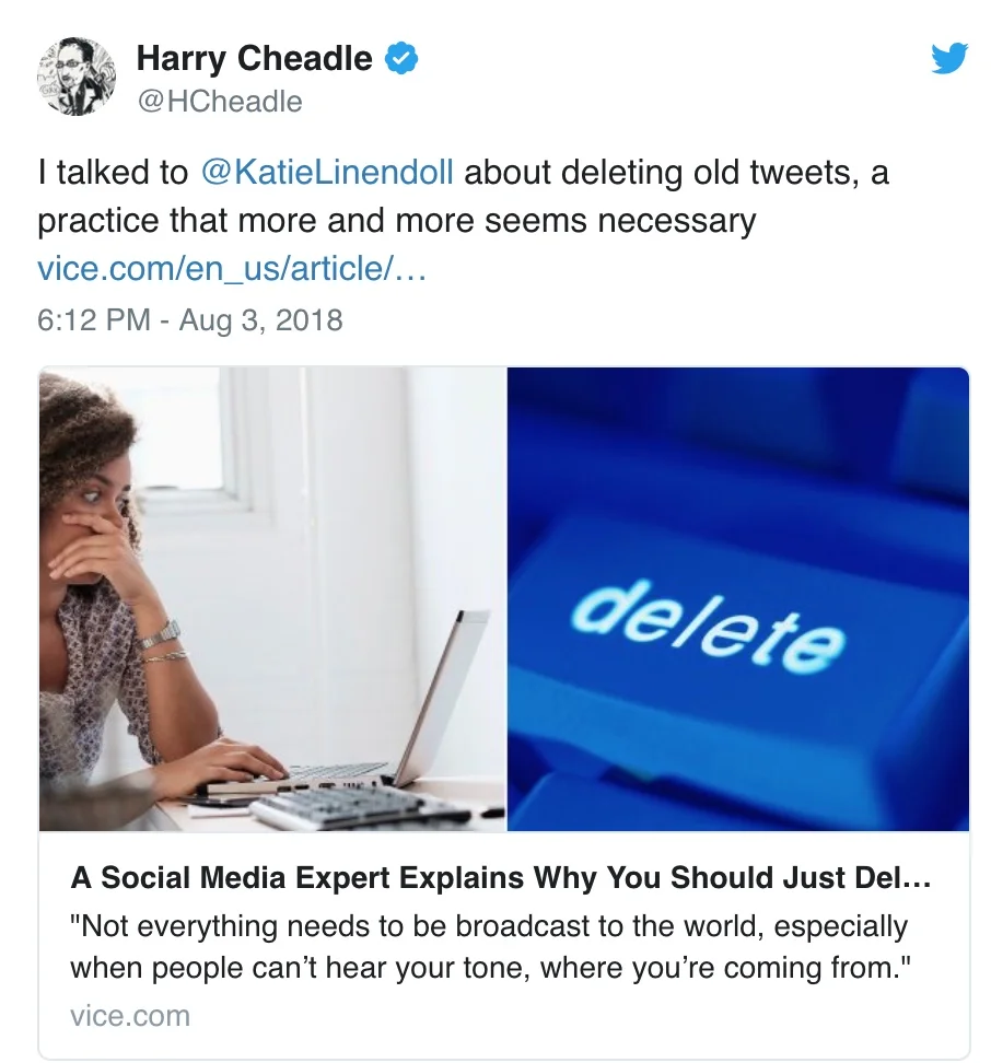 @KatieLinendoll: I Talked to Vice about your Social Media history.