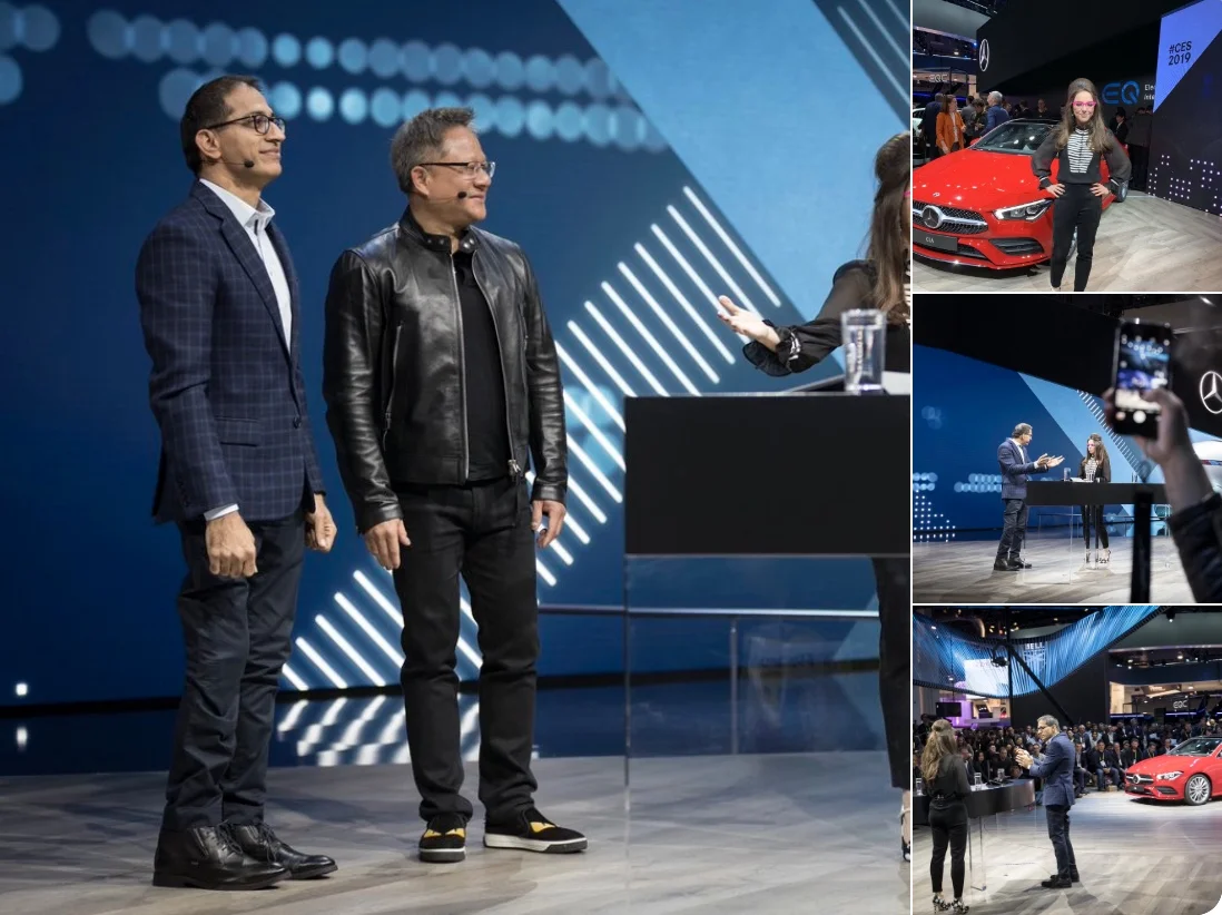 @KatieLinendoll: What an amazing day moderating conversations around the future of auto tech on stage with @mercedesbenz EVP Sajjad Khan and @nvidia CEO Jensen Huang #CES2019 #ad