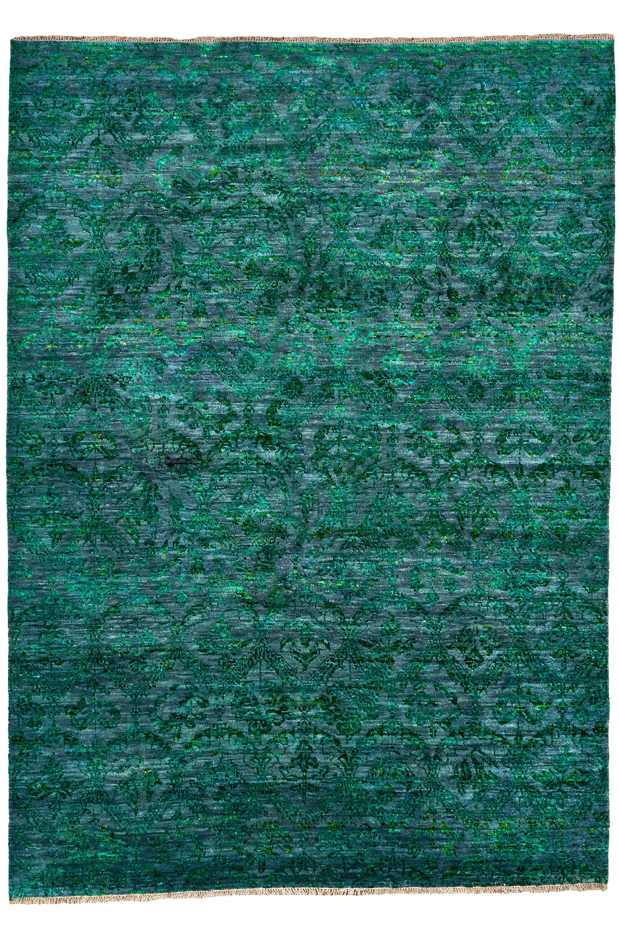 Emerald Garden Indian Wool and Sari Silk Carpet  3.53 x 2.55 m  •  $7,600  •  ID: 1398