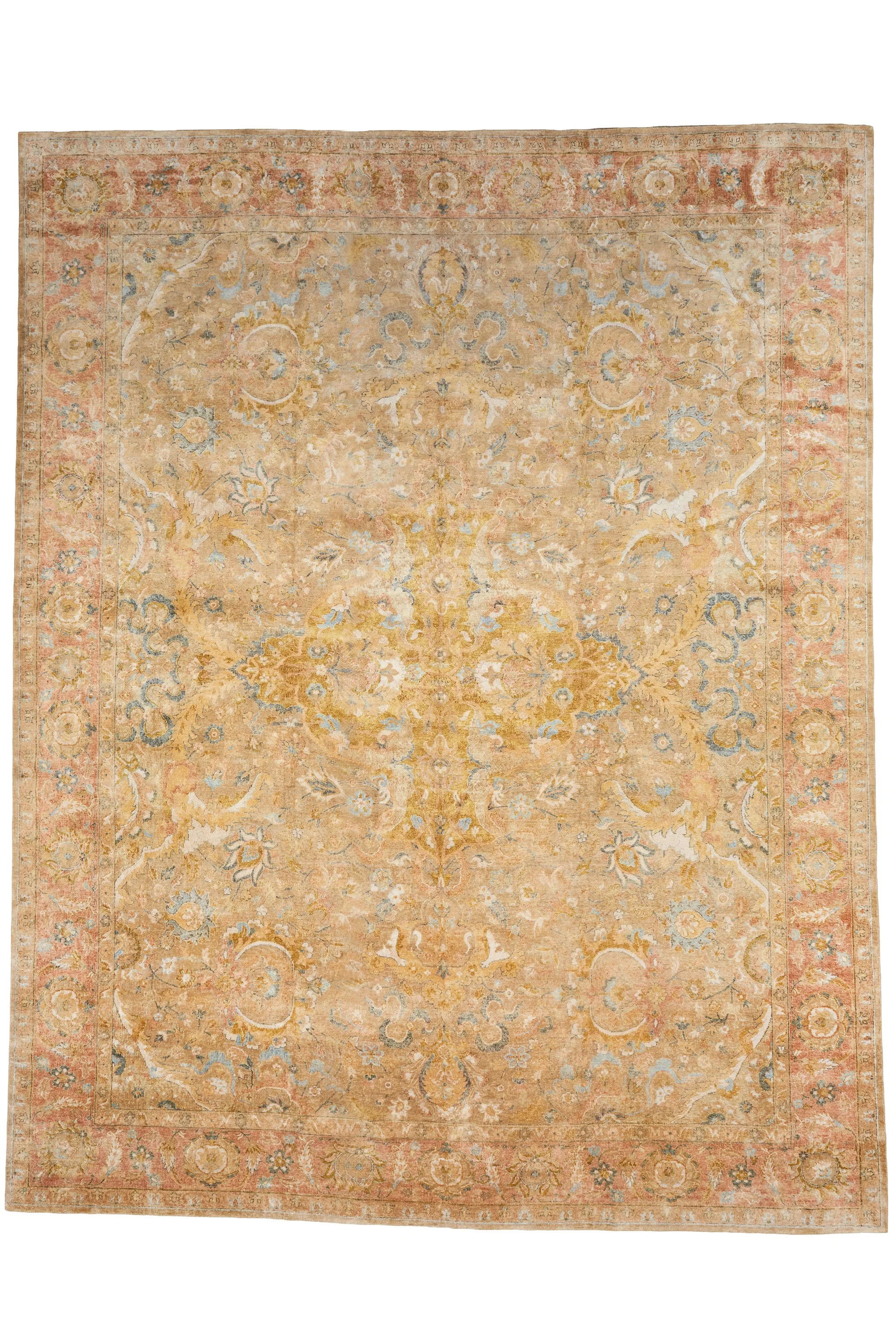 Traditional Polonaise Design Indian Silk and Wool Carpet 4.57 x 3.61 m  •  $33,000  •  ID: 1074 