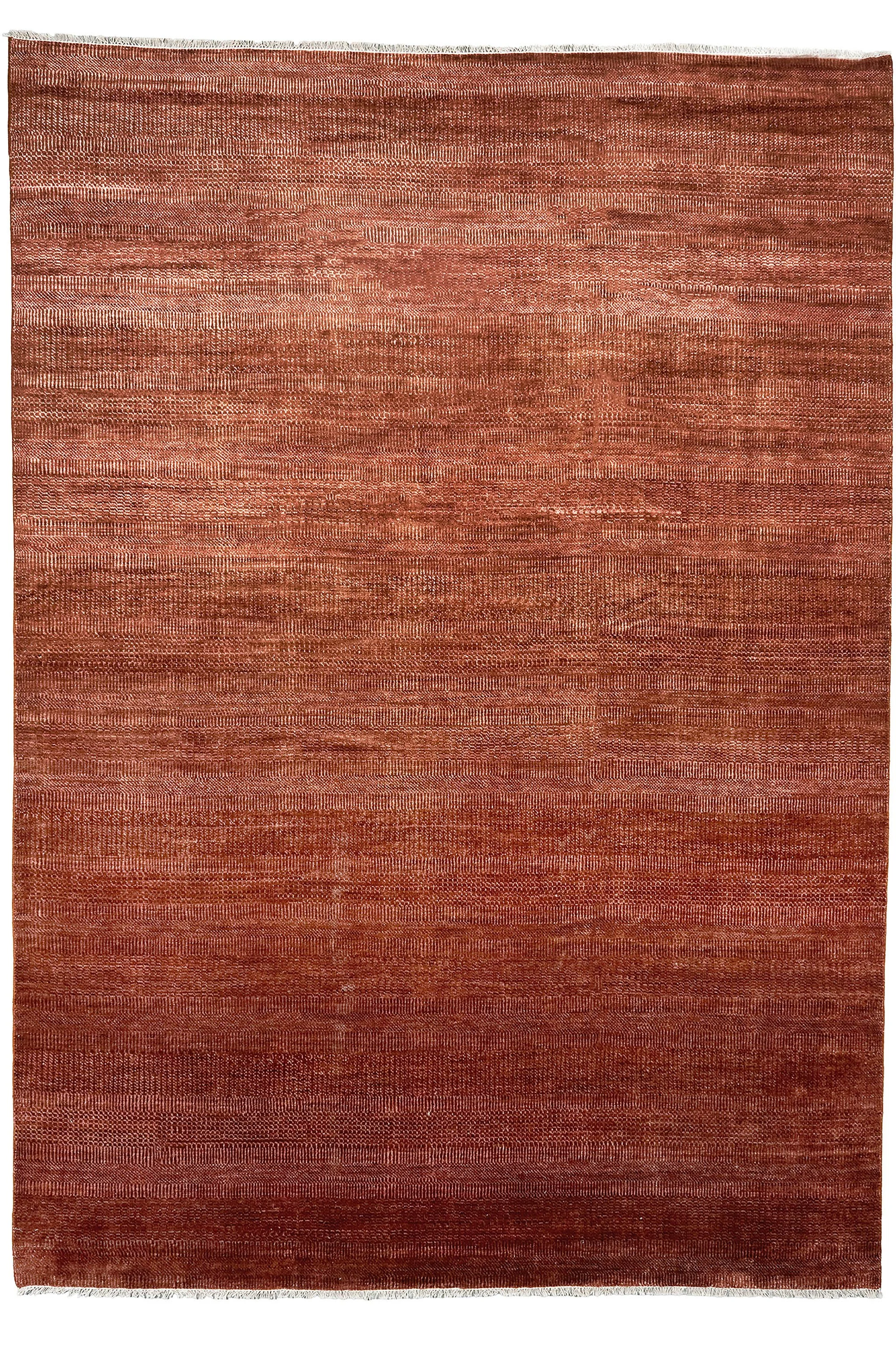Burnt Terracotta Melody Carpet in Wool and Bamboo Silk, India 4.24 x 3.00 m  •  $8,650  •  ID: 1418