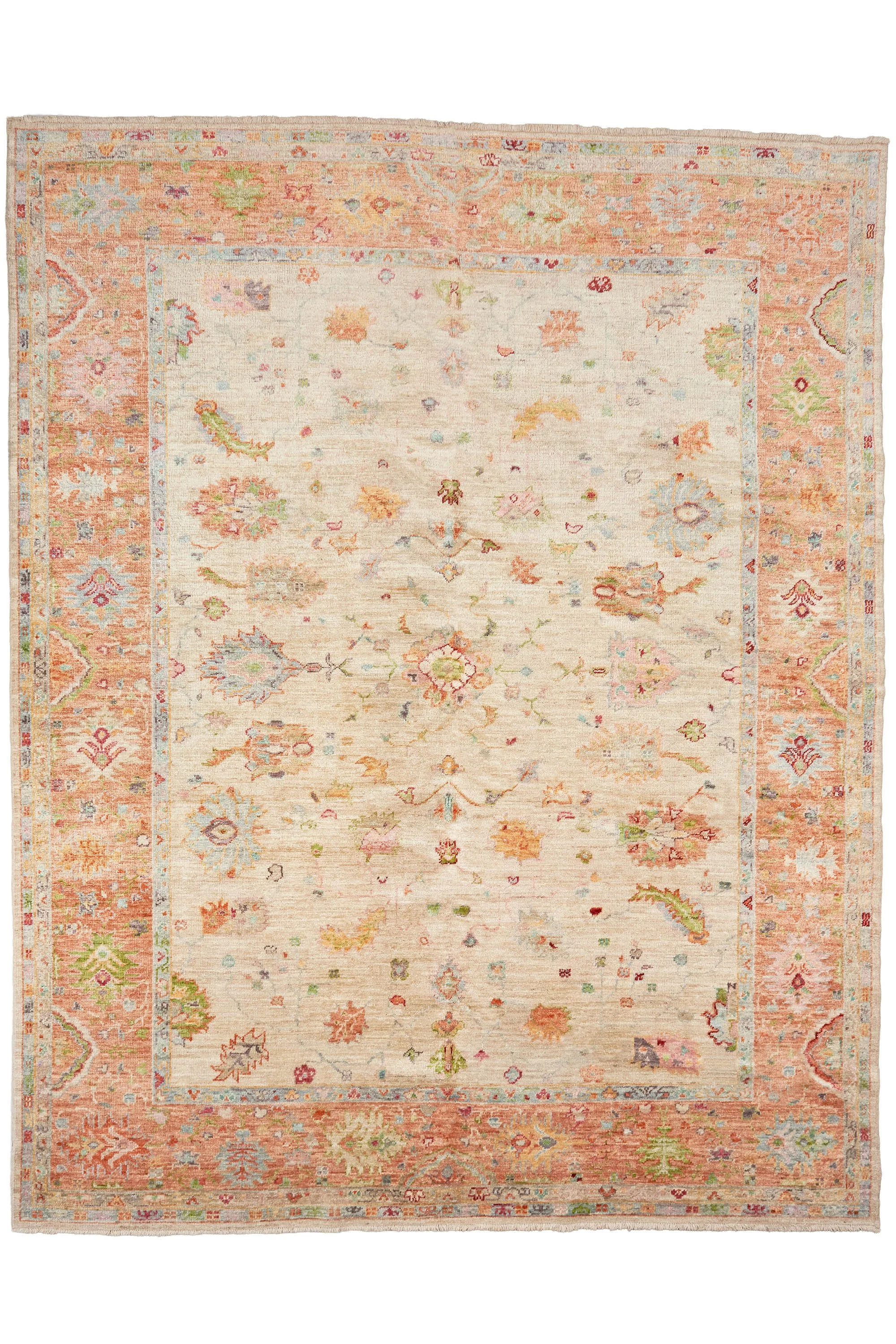 Angora Oushak Ivory/ Peach Carpet, Türkiye  3.53 x 2.82 m  •  $17,450  •  ID: 1326