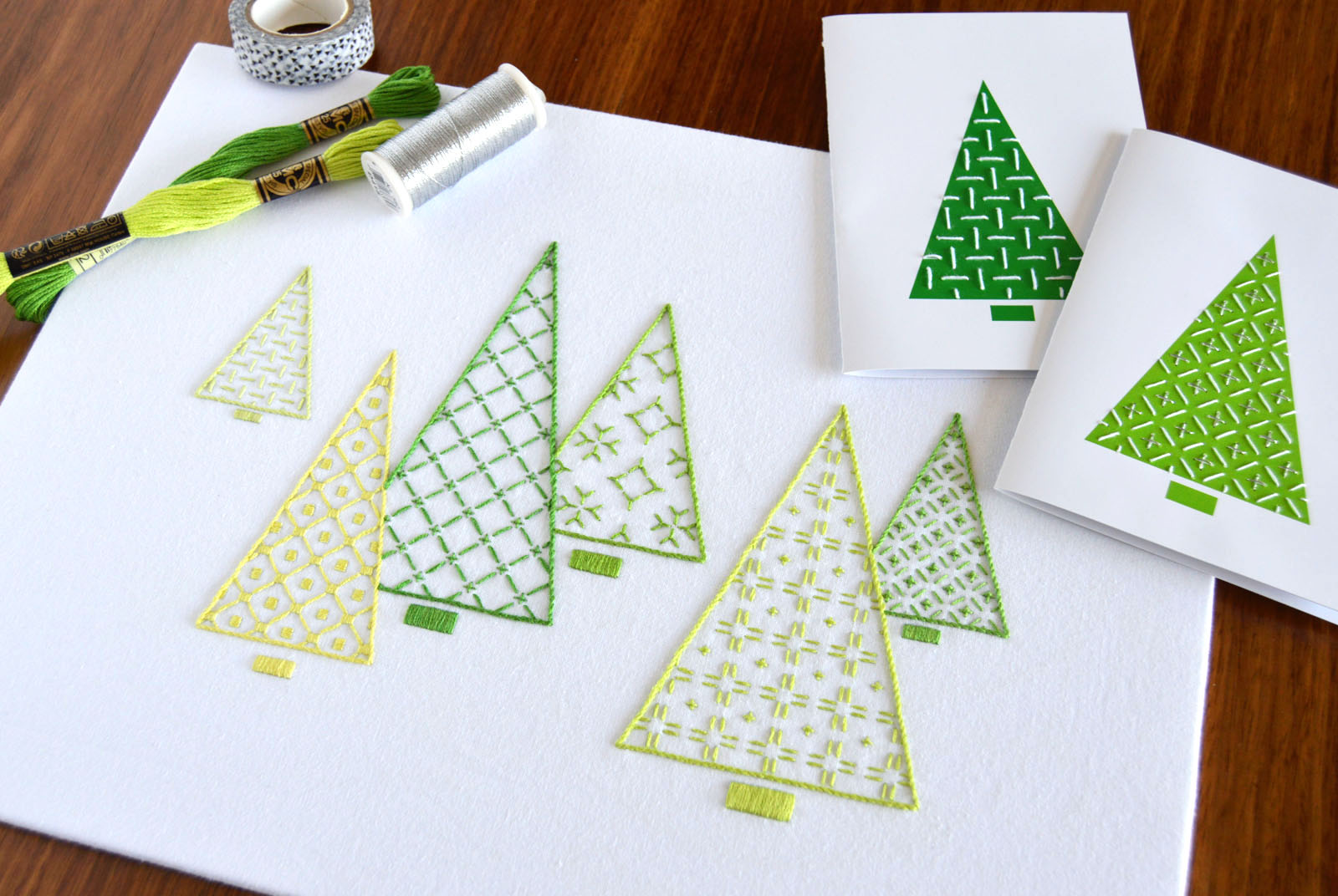 Yule Trees: Christmas embroidery + stitched cards — Kelly Fletcher
