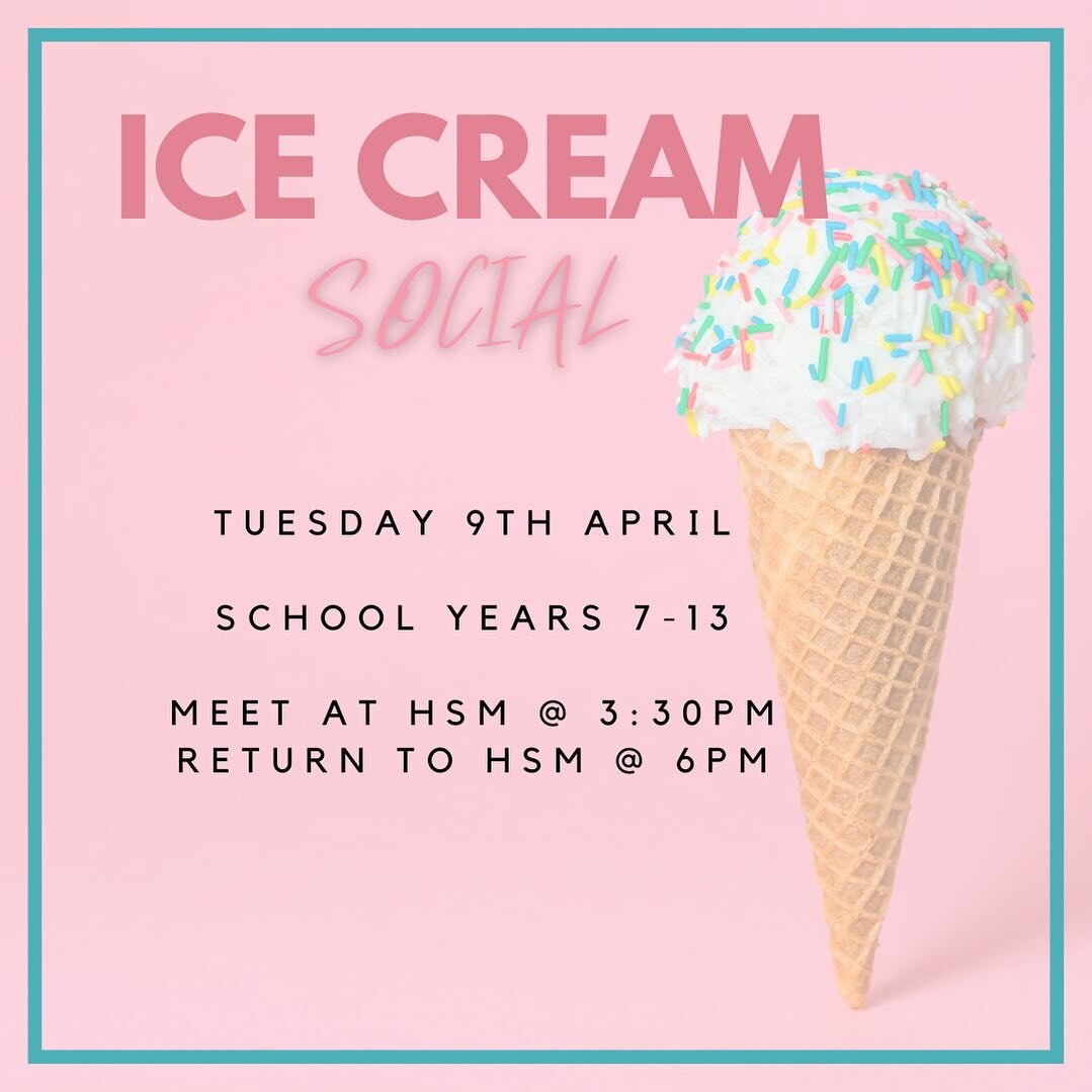 If you&rsquo;re in school years 7-13 join us this Tuesday for our ICE CREAM youth social!🍦 
We are heading to Hitchin! Drop off at HSM AT 3:30pm &amp; Pick up at 6pm!
We would love to see you! ✌🏻🎉