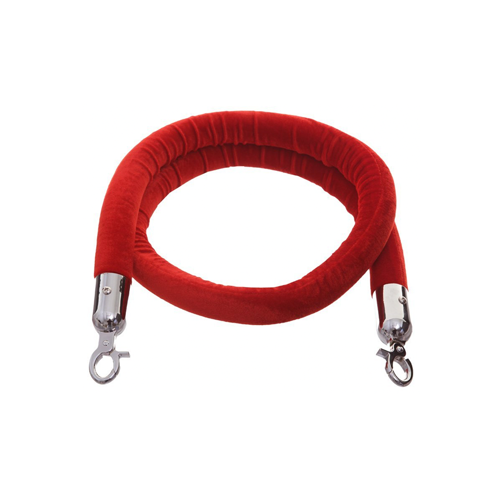 Red Velvet Rope With Chrome Clips
