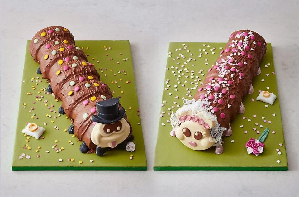 Colin the Caterpillar Cake recently married girlfriend Connie, rendering the (pretty much always desperate) quest for a single gender-neutral supermarket cake impossible.