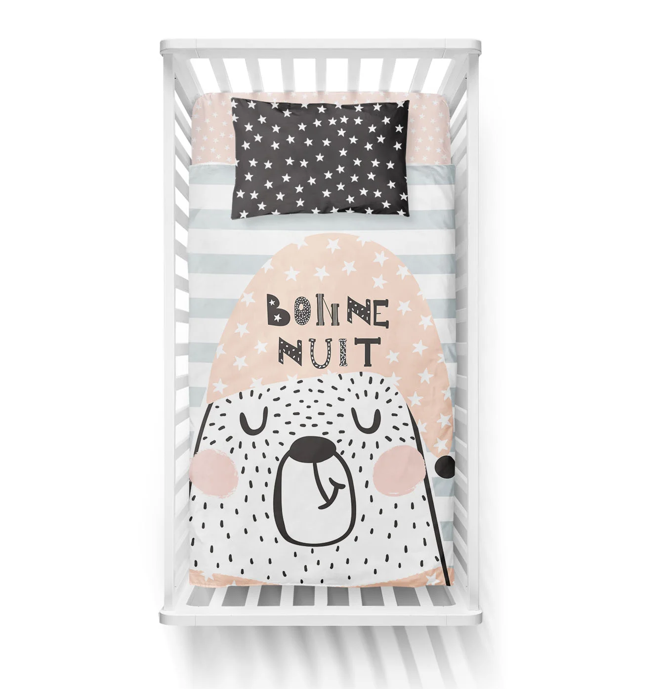 Literie bassinette - Nuit rose étoile - recto - .jpg