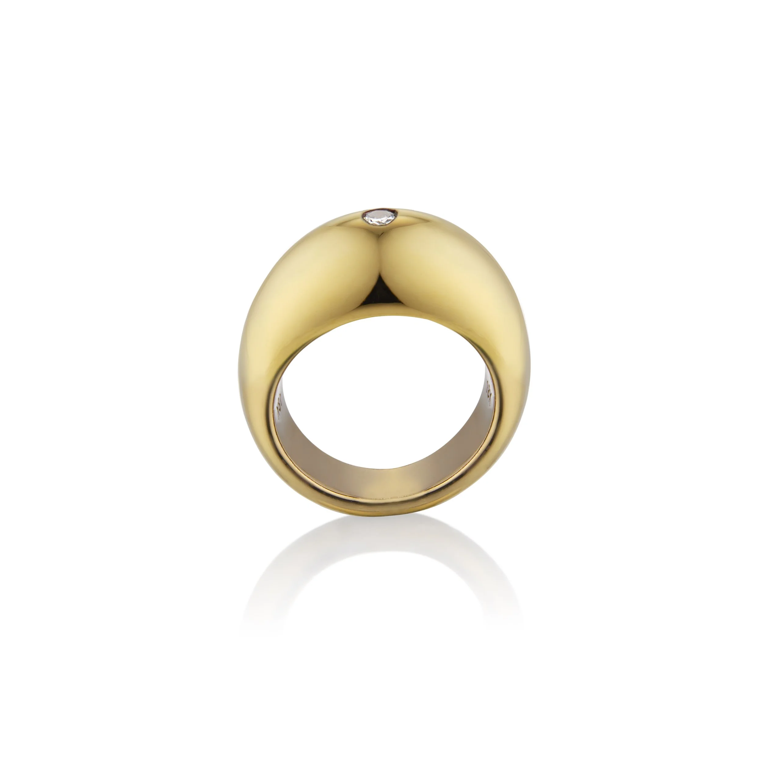 Egg Dome Ring With Burnish-Set Natural Two-Point Diamond