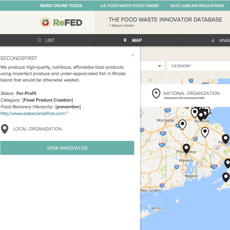 THE FOOD WASTE INNOVATOR DATABASE: SECONDSFIRST