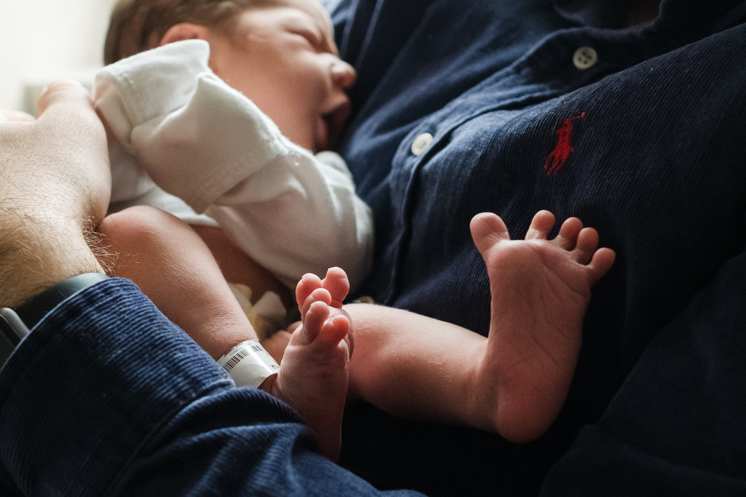 close up of extended infant foot 