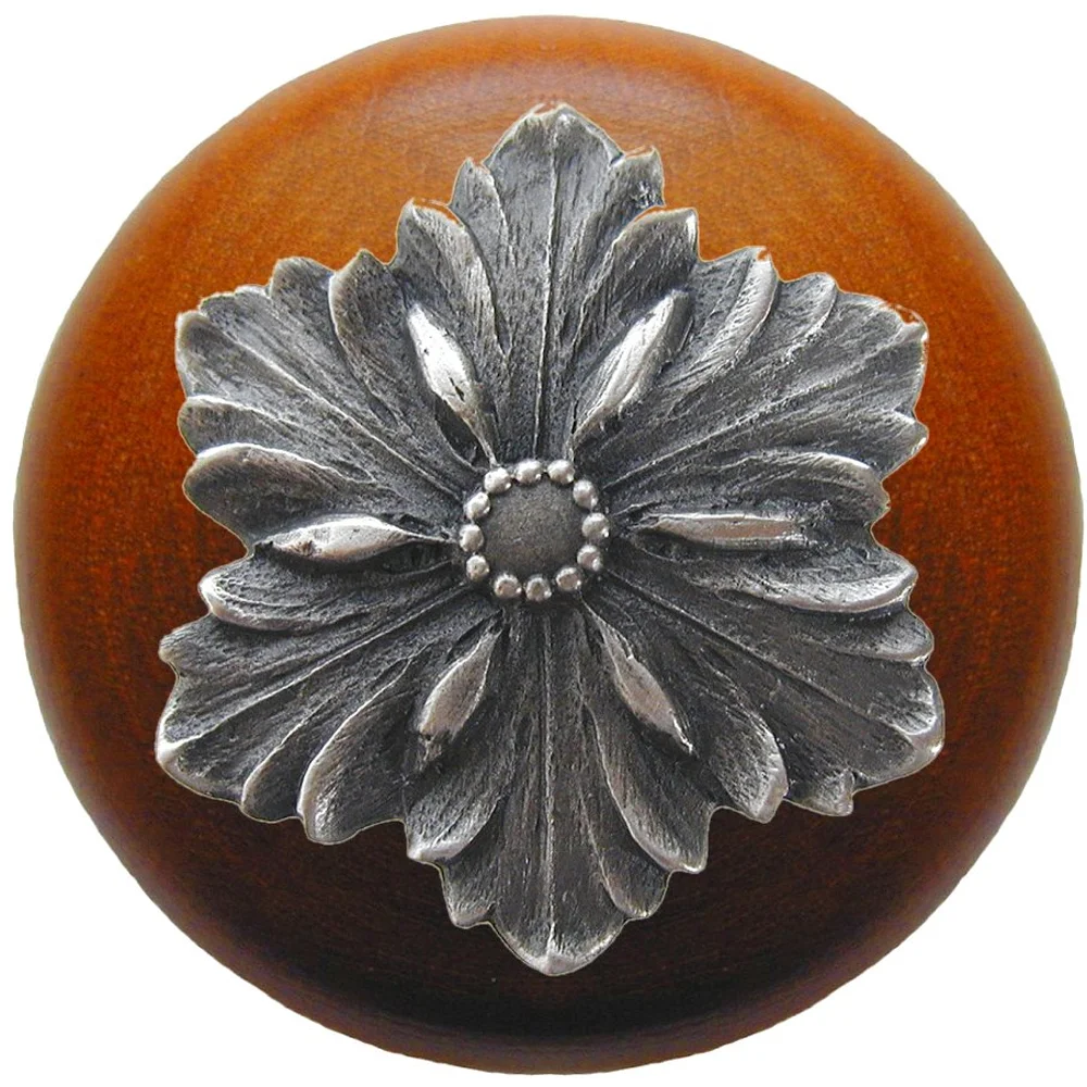 Opulent Flower<BR>Antique Pewter<BR>Cherry wood finish