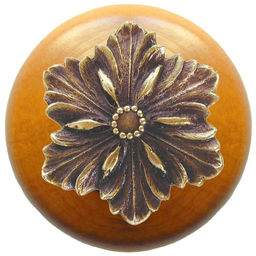 Opulent Flower<BR>Antique Brass<BR>Maple wood finish
