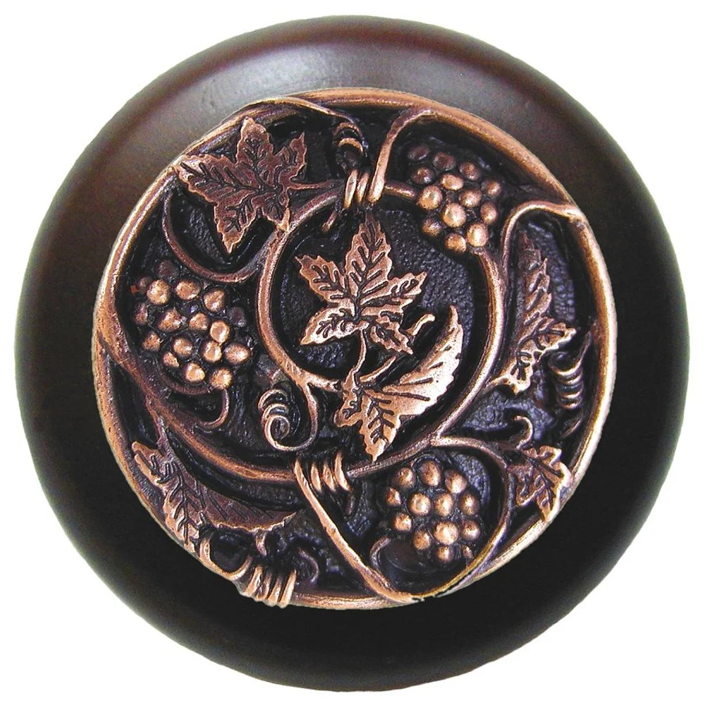 Grapevines<BR>Antique Copper<BR>Dark Walnut wood finish