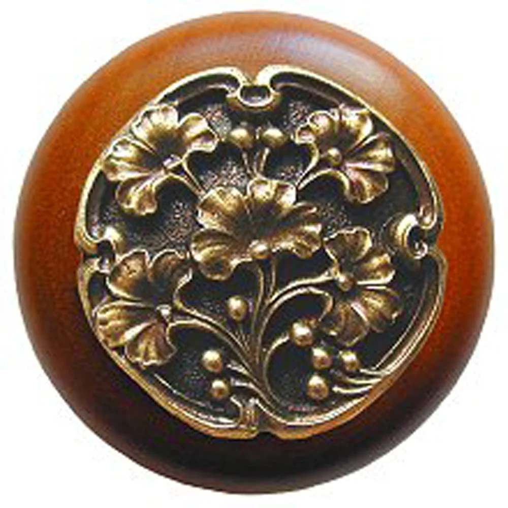 Ginkgo Berry<BR>Antique Brass<BR>Cherry wood finish