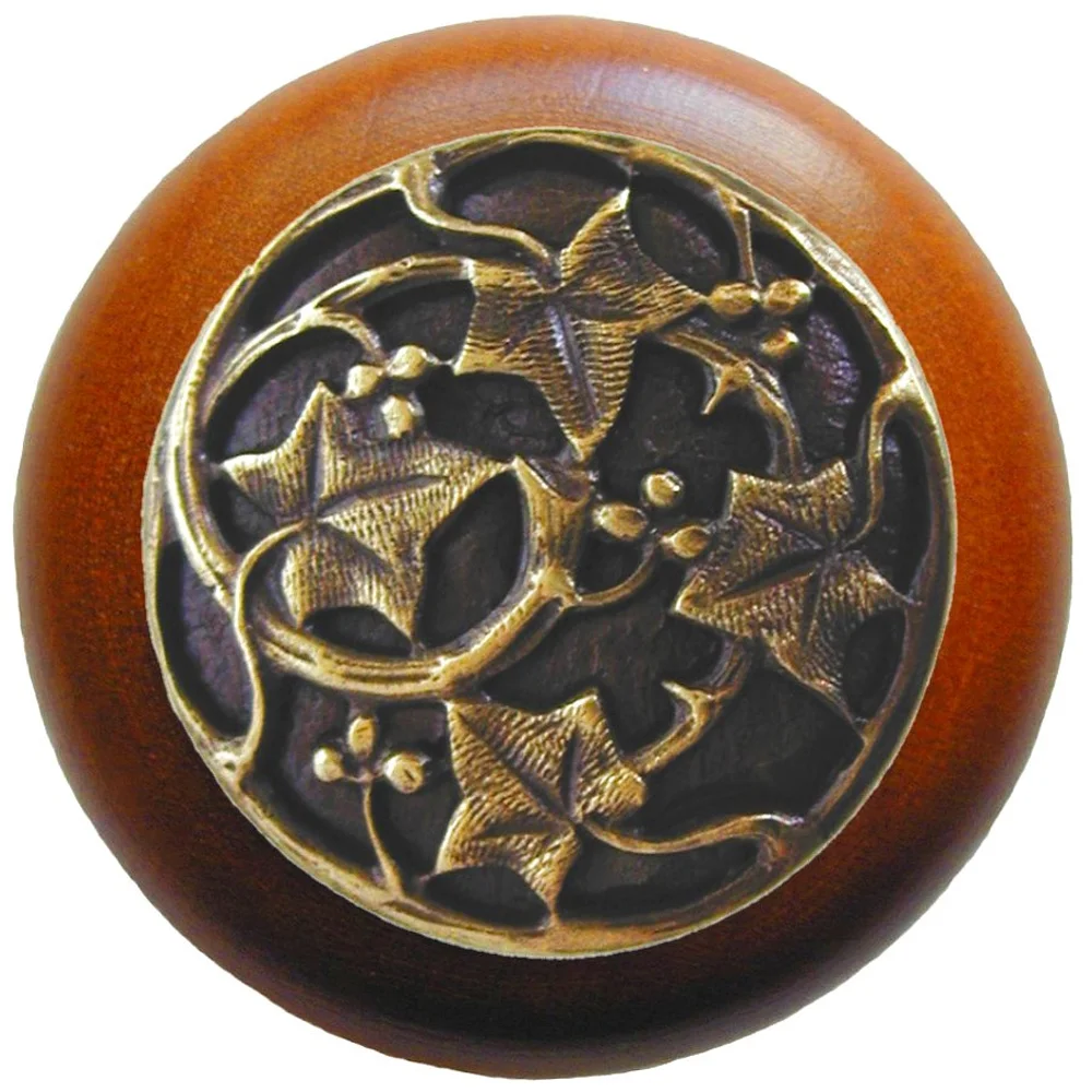 Ivy with Berries<BR>Antique Brass<BR>Cherry wood finish