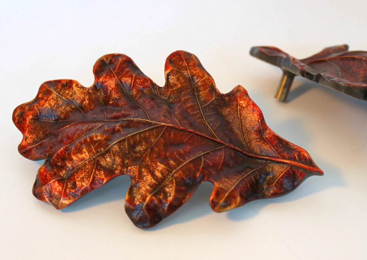 Oak Leaf Bin Pull NHBP-844-BHT Brass Hand Tinted www.nottinghill-usa.com.JPG