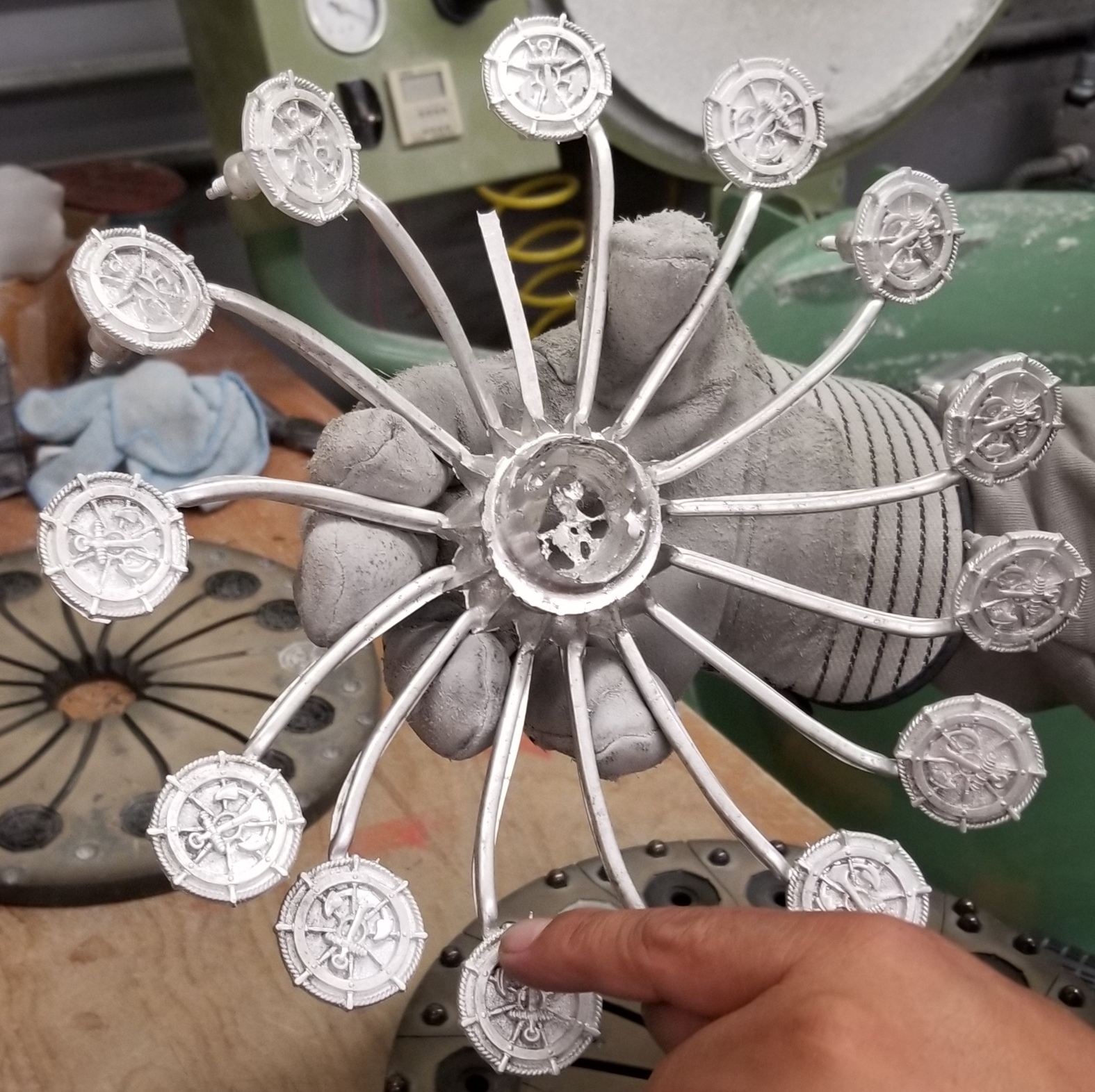 Ship's Wheel Knobs fresh out of the spin-casting machine