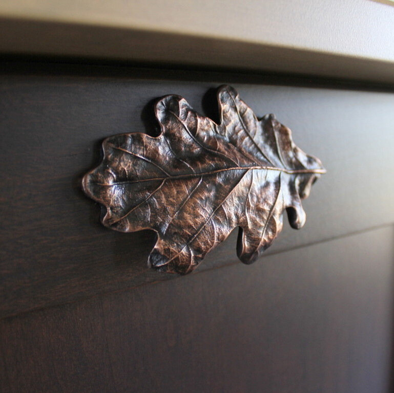 Oak Leaf Bin Pull NHBP-844-AC in Antique Copper.jpg