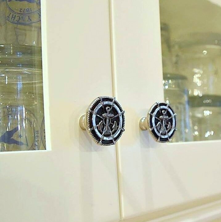 The finished product! Ship's Wheel knobs in the home of an avid sailor (Copy)