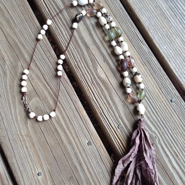 African beads with silk tassel necklace.jpg