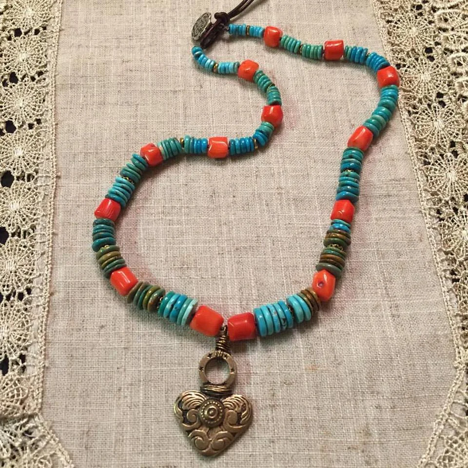 Coral and Turquoise Short Necklace.jpg