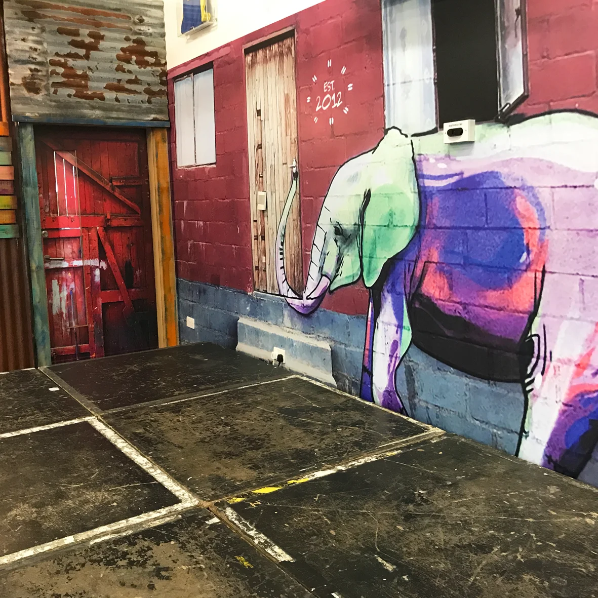 Printed backdrop for band night stage.