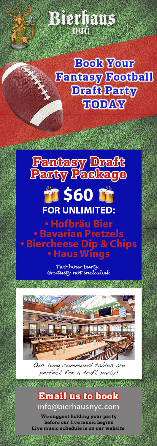 Book your Fantasy Football Draft Party! 