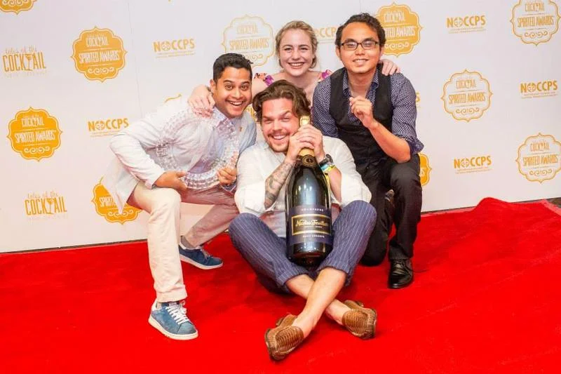 Zdenek Kastanek (center) with fellow 28 Hong Kong Street employees after being awarded "Best International Bar Team" at the 2015 Tales of the Cocktail Spirited Awards. TALES OF THE COCKTAIL / FACEBOOK