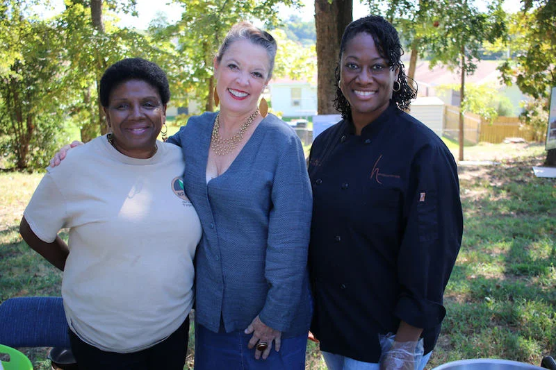 Cookie Coleman, Poppy Tooker and Chef Hardette Harris at the Valencia Youth Garden and Urban Farm, located in Shreveport's Stoner Hill neighborhood CHRIS JAY