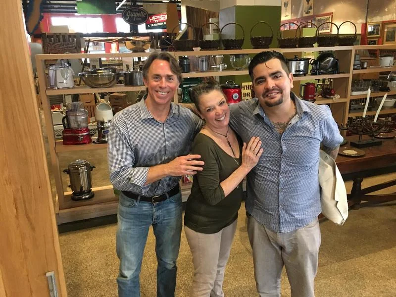 Host Poppy Tooker with John Besh and Aaron Sanchez