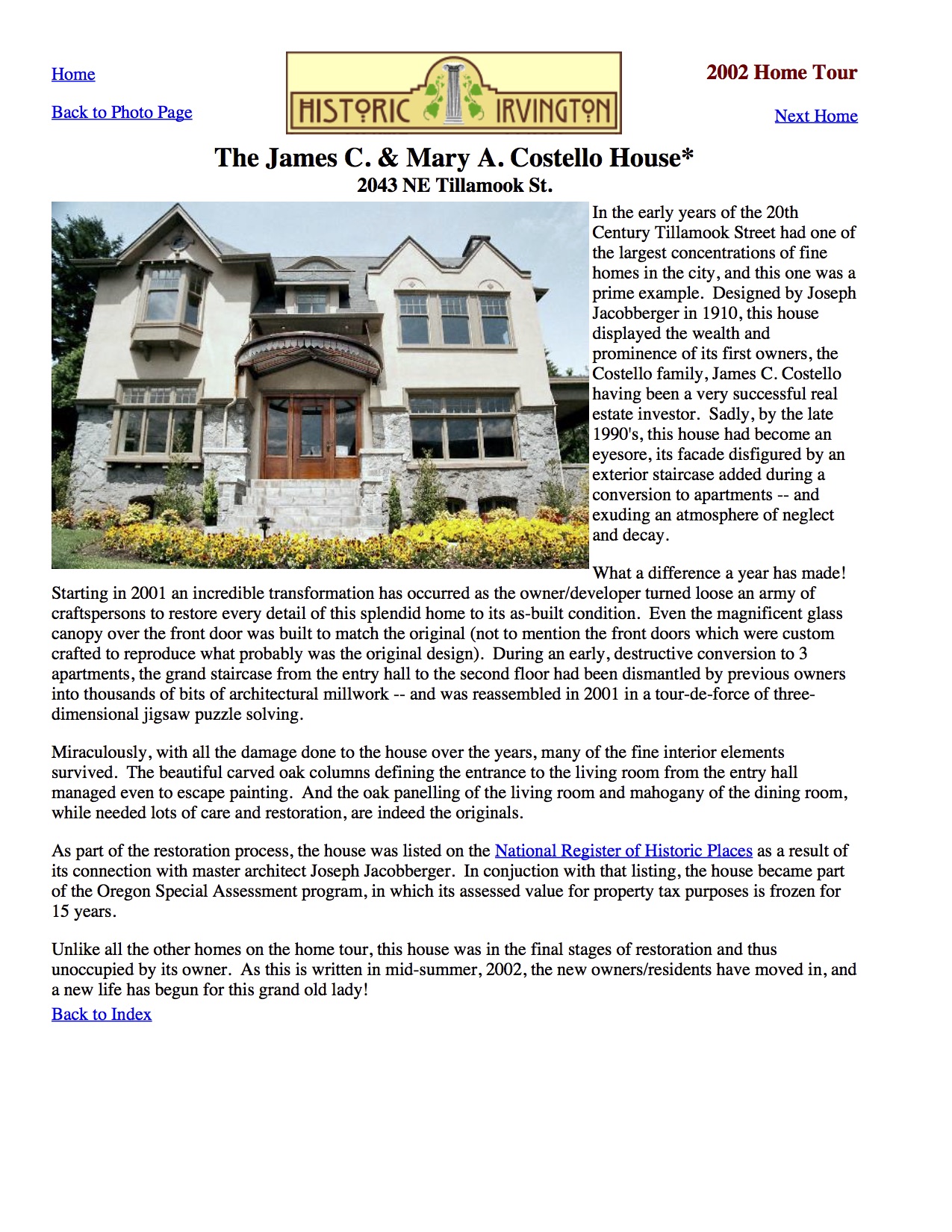 About the Costello House