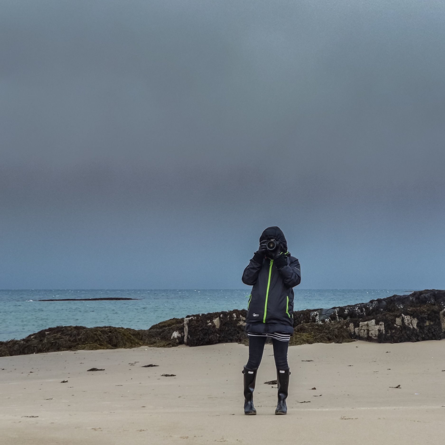 Five layers of clothing, wellies, gloves, bandy legs and an approaching storm that whipped sand in our faces as we tried to run from it. But there’s always time for one more photo on Skye. Picture by Andrew Woodhouse. I particularly like the fact you can’t see my face in this one.