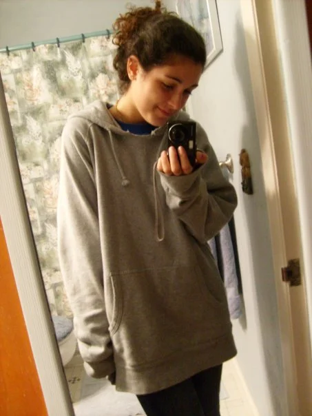 Hiding in a sweater after refusing to eat solid food for three weeks. 