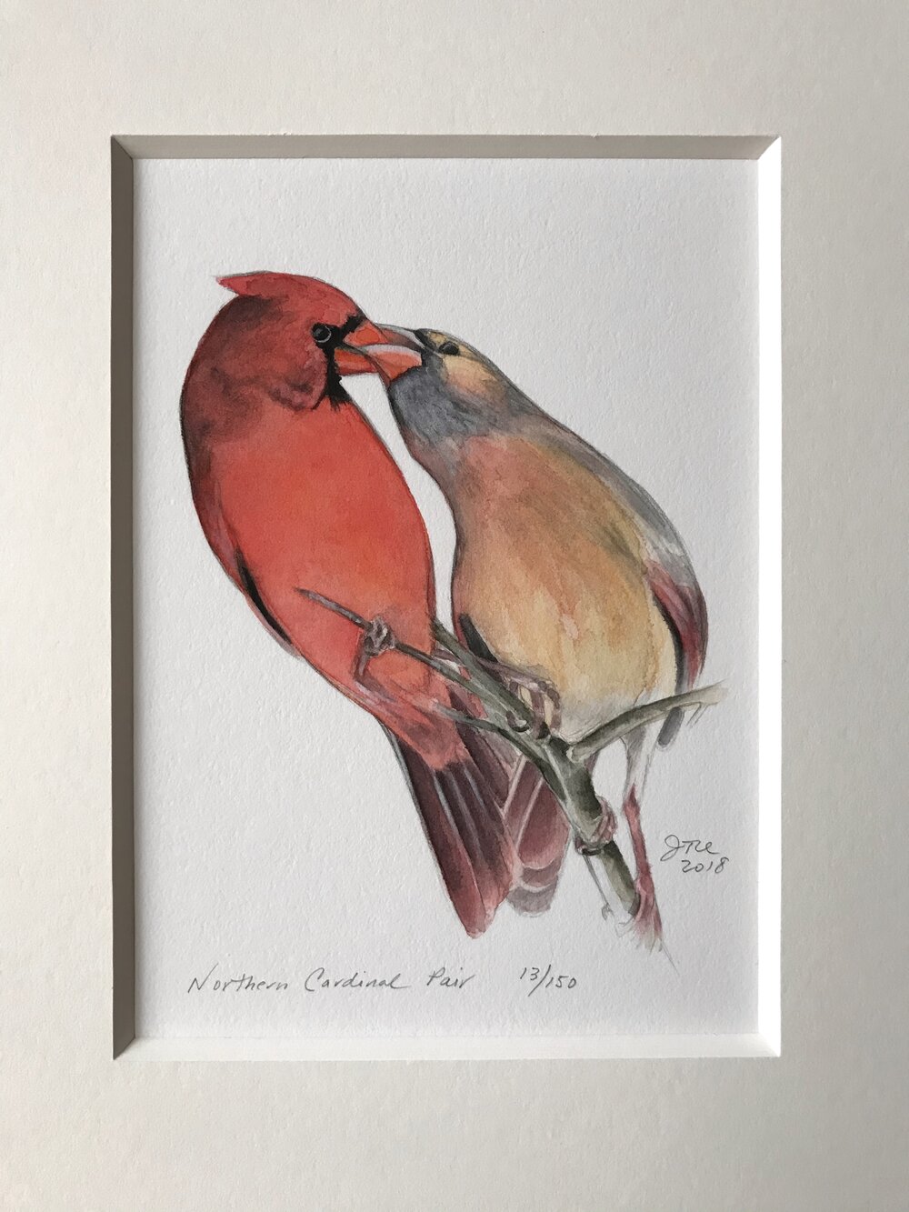 4x5.75/'/' Set of 2 Without Envelopes Watercolor Art Prints Northern Cardinal And Robin Postcards Print Original Art Prints Print Cards