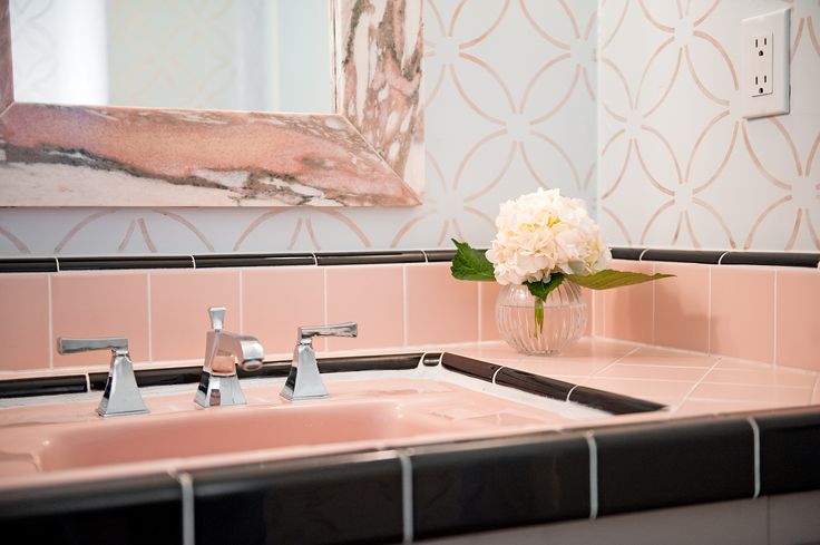 Retro Powder Bath with Pink Tile