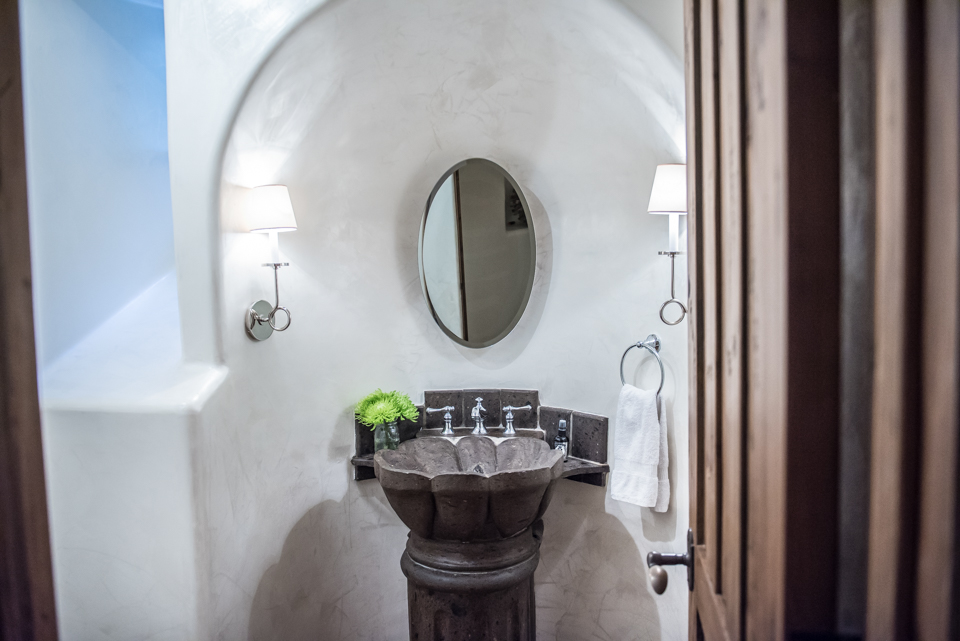 Santa Barbara Style Powder Bathroom with Venetian Plaster