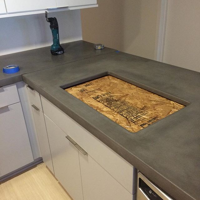 Construction, Concrete Counter top Install at Scottsdale Optima