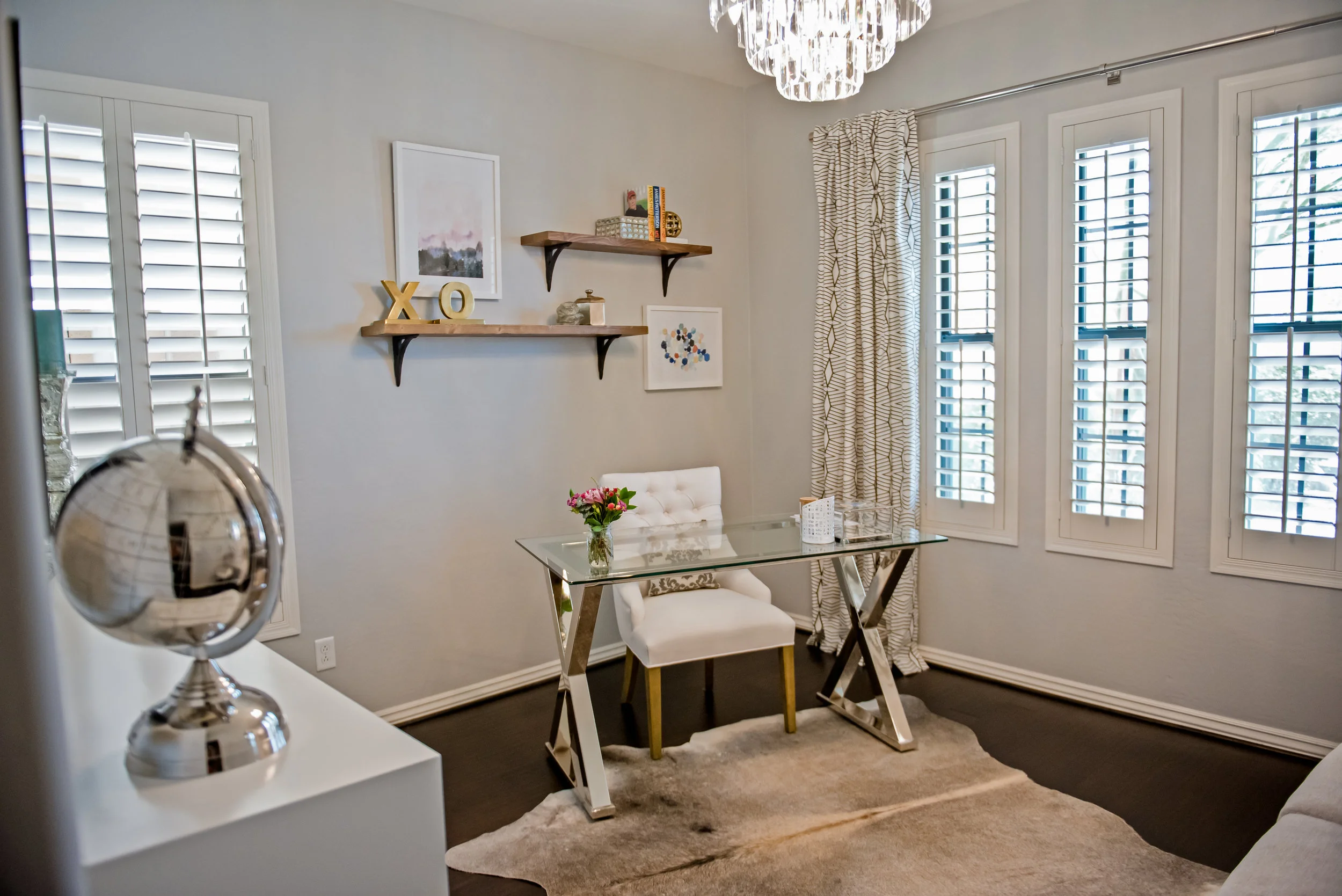 14 - Office+Cowhide-Chandelier+Scottsdale+FloatingShelves+Feminine.jpg