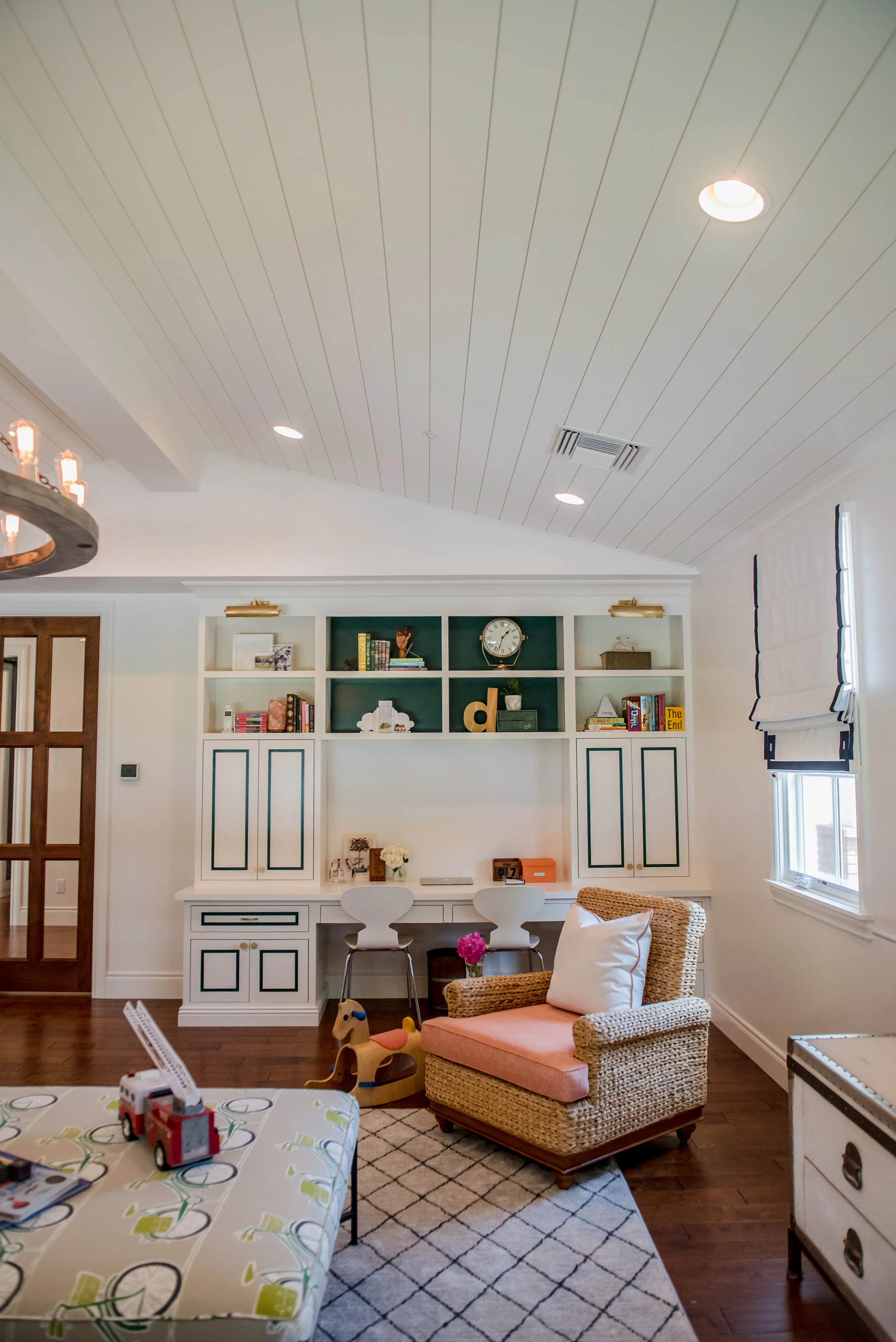 33+Family+Play+Ottoman+Builtins+Desk+Green++Romanshades+Rug+Chandelier+Transitional.jpg