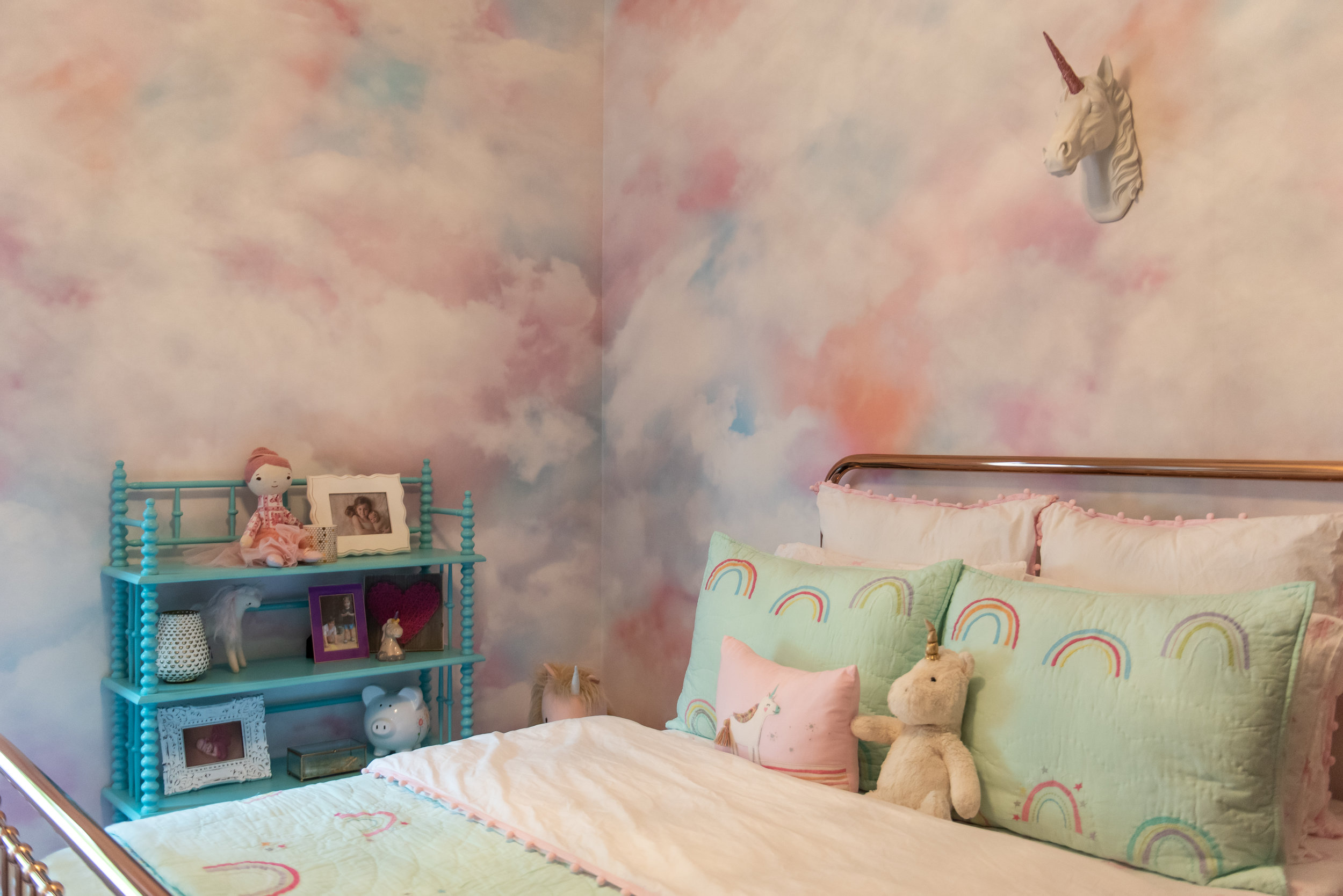 girls bedroom +rosegold +bedframe +unicorn +kidsbedding.jpg