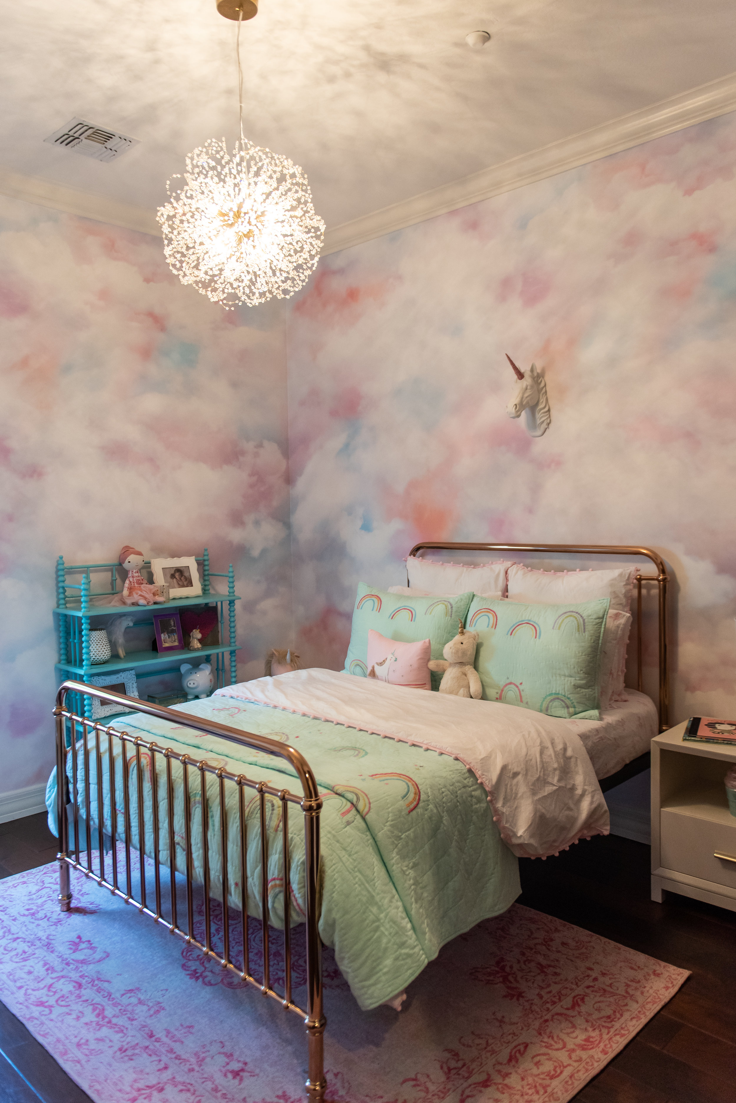 girls bedroom+wallpaper+unicorn+bedding+bedframe.jpg