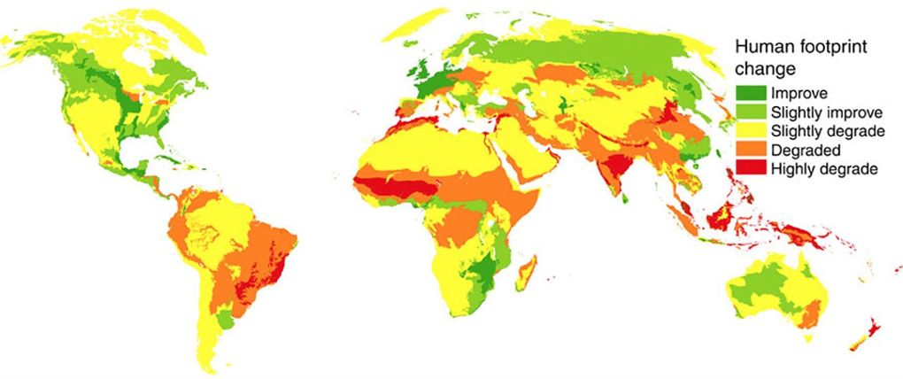 Focal regions that span the full breadth of the human footprint issue scale