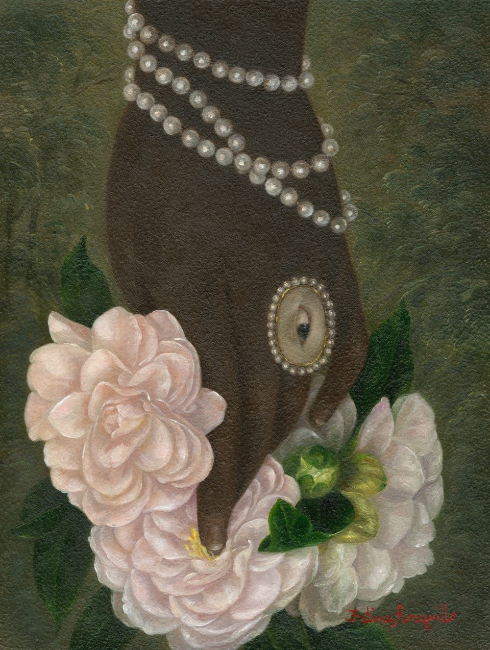 Re_DCG_ Fatima Ronquillo_Hand with Camellias and Lover’s Eye, oil on aluminum panel, 20.3 x 15.24 cm_Courtesy of the artist and DCG.jpg