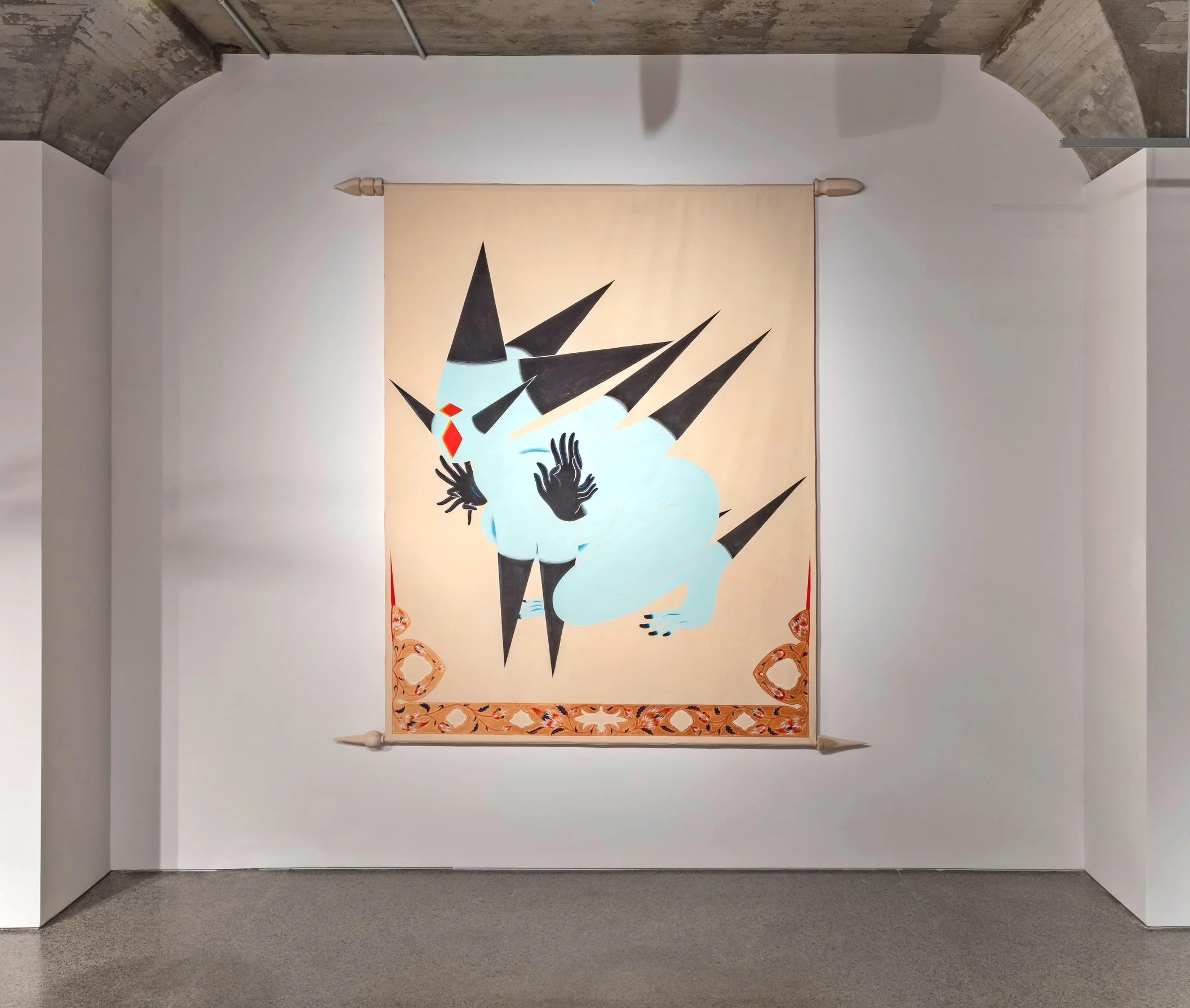 BANNER2 - Canvas, wood, steel, acrylic and acryl-gouache paint | approx dimensions 10’ X 10’
