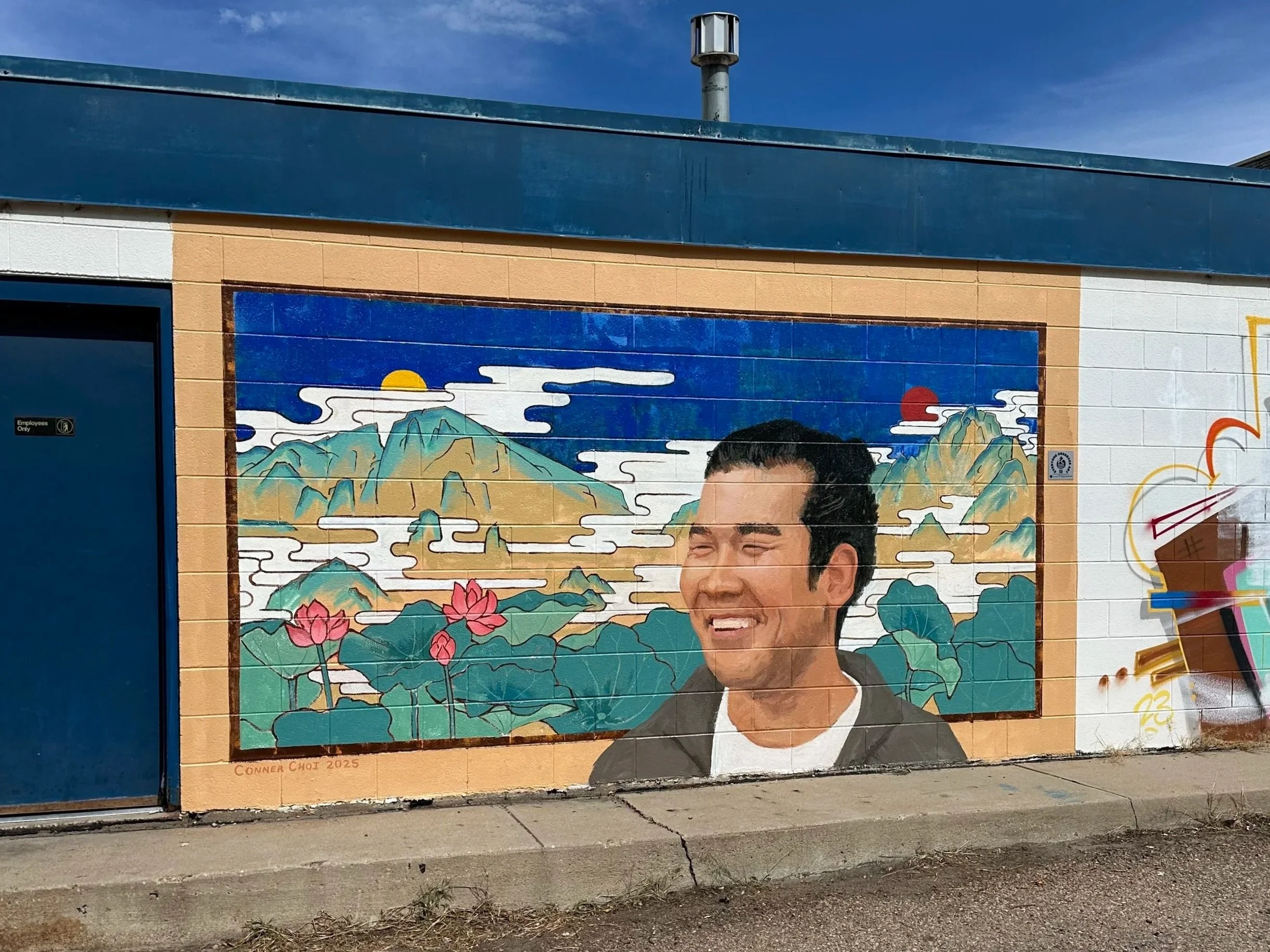   Conner Jhoon Choi - he/him    Conner’s    Instagram      On The Edge Tuning | 903 N. College Ave     MURAL PROJECT 2025      ARTIST BIO:  Conner Jhoon Choi (he/him) is a Denver based muralist and fine artist. Drawing from diverse sources including 