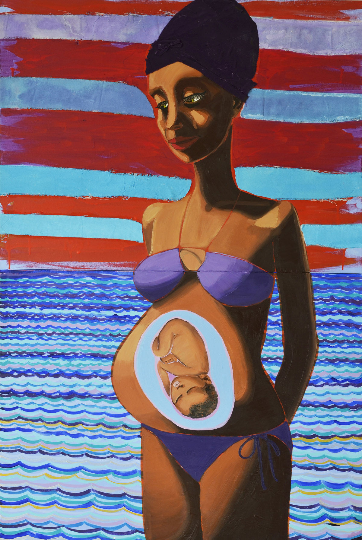   Birth Mother (The Empress)   2012 oil, acrylic and fabric on canvas &nbsp;&nbsp;&nbsp;&nbsp;&nbsp; 153 x 102cm 