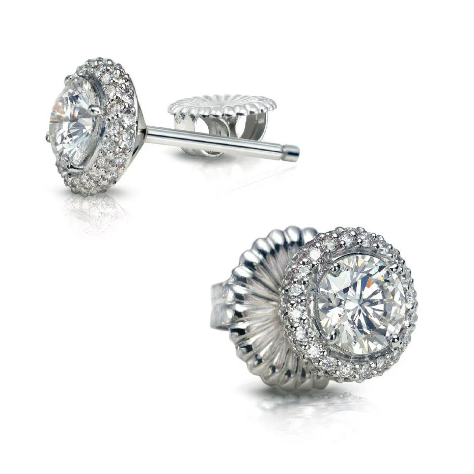 DONATA EARRINGS WITH ROUND DIAMOND CENTERS AND MICRO-SET PAVE CRAFTED IN PLATINUM, 1.42 CTW